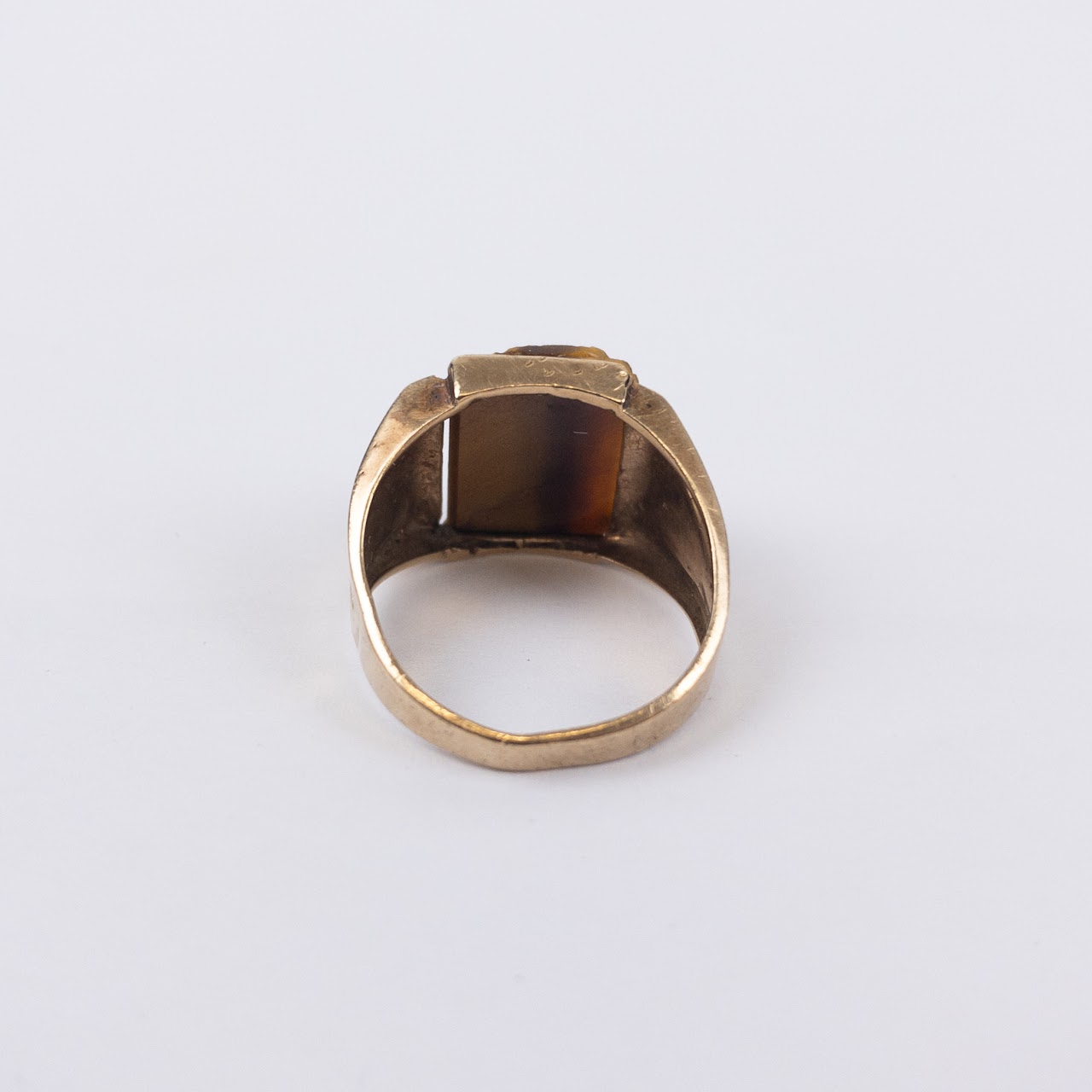 Vintage 10K Gold Tiger's Eye Double Cameo Ring