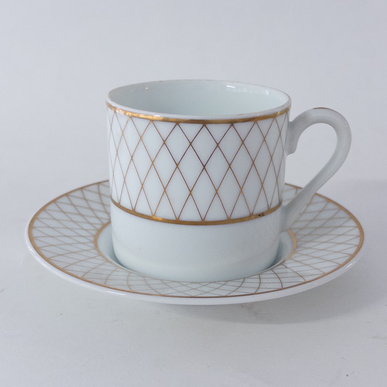 Tiffany & Co. Gold Lattice Porcelain Demitasse Set