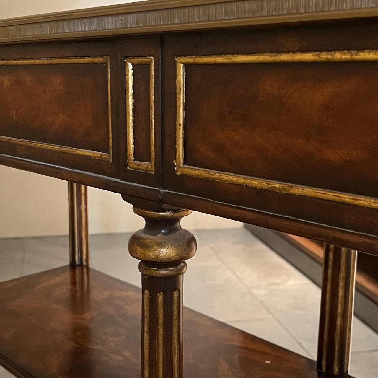 Theodore Alexander Georgian Three Tier Flame Mahogany Console Table