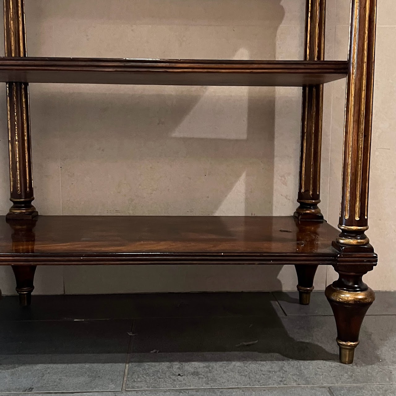 Theodore Alexander Georgian Three Tier Flame Mahogany Console Table