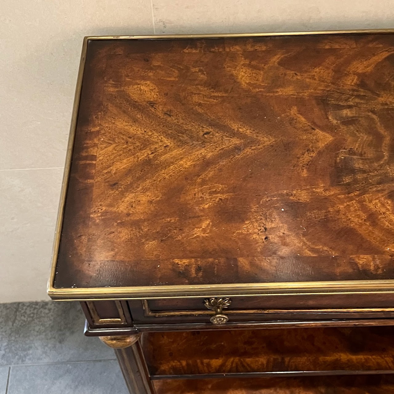 Theodore Alexander Georgian Three Tier Flame Mahogany Console Table