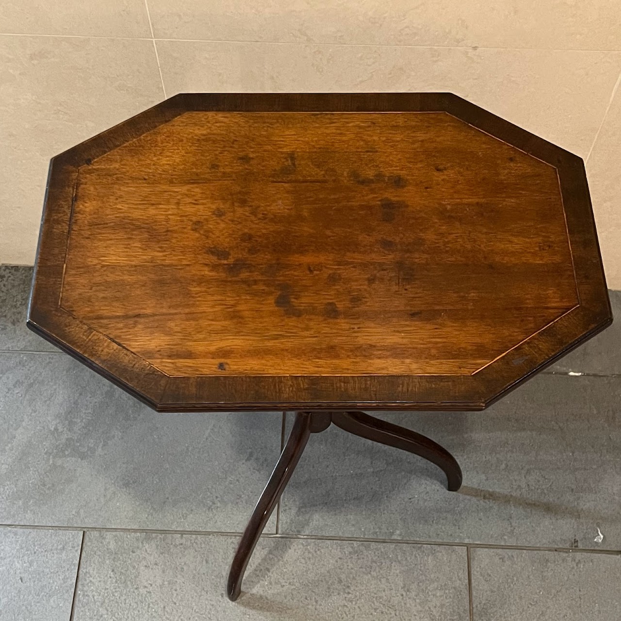 Early 20th C. Mahogany Octagonal Tilt-Top Accent Table