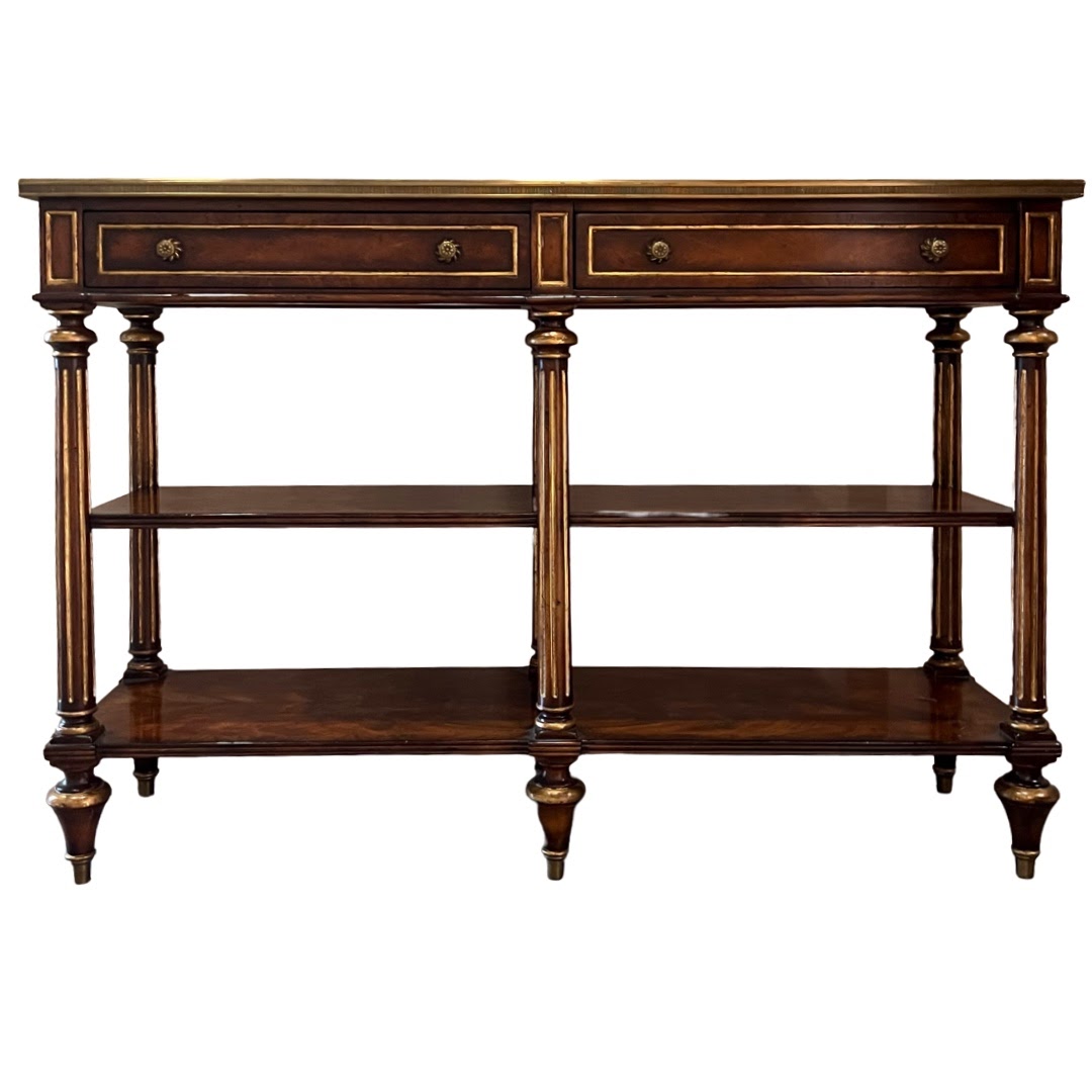 Theodore Alexander Georgian Three Tier Flame Mahogany Console Table