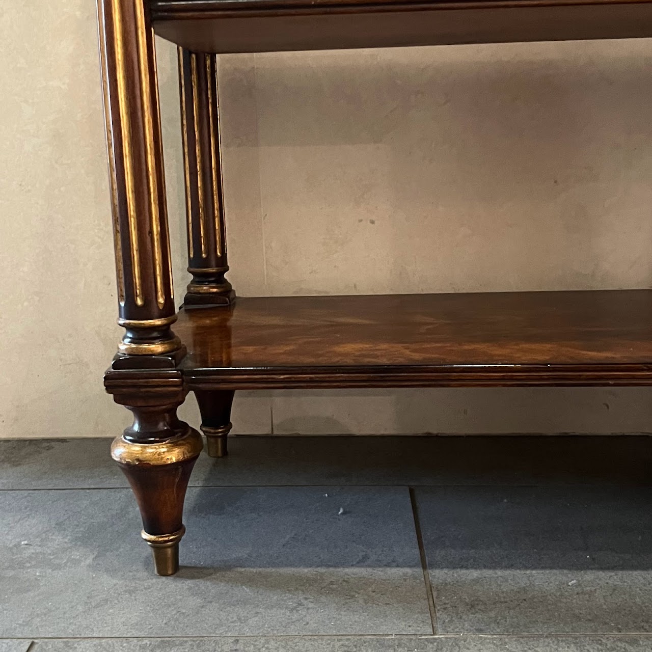 Theodore Alexander Georgian Three Tier Flame Mahogany Console Table