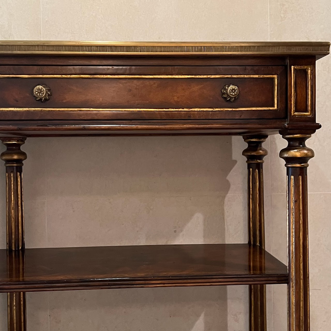 Theodore Alexander Georgian Three Tier Flame Mahogany Console Table