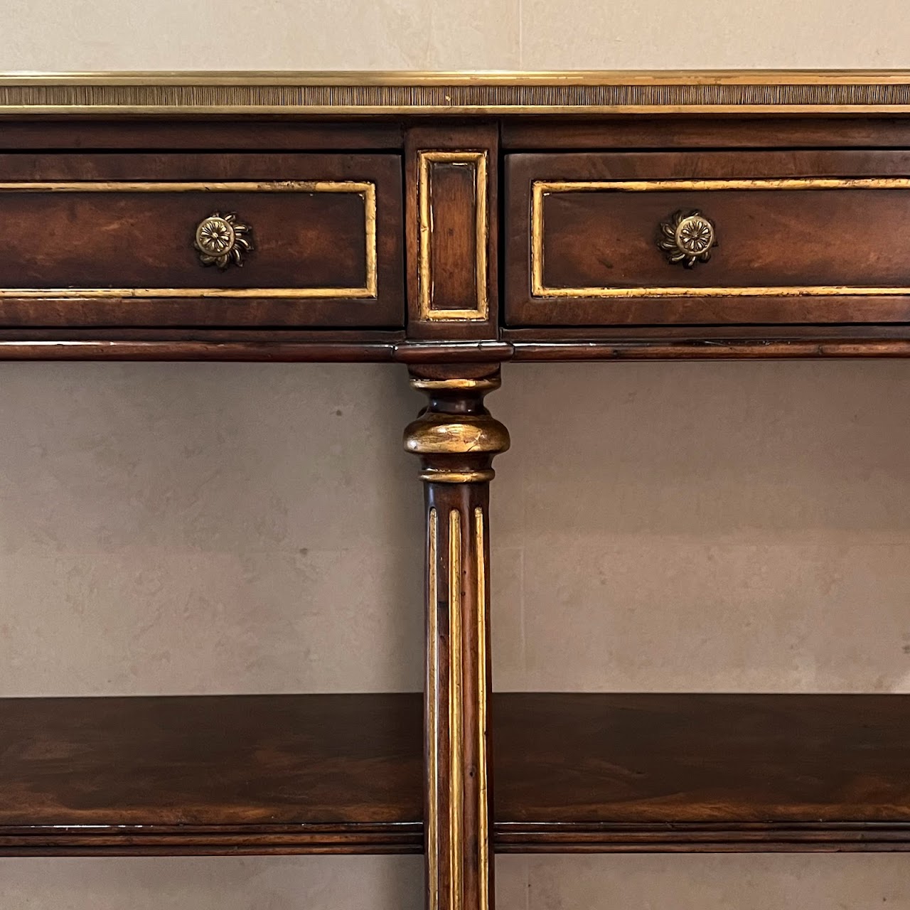 Theodore Alexander Georgian Three Tier Flame Mahogany Console Table