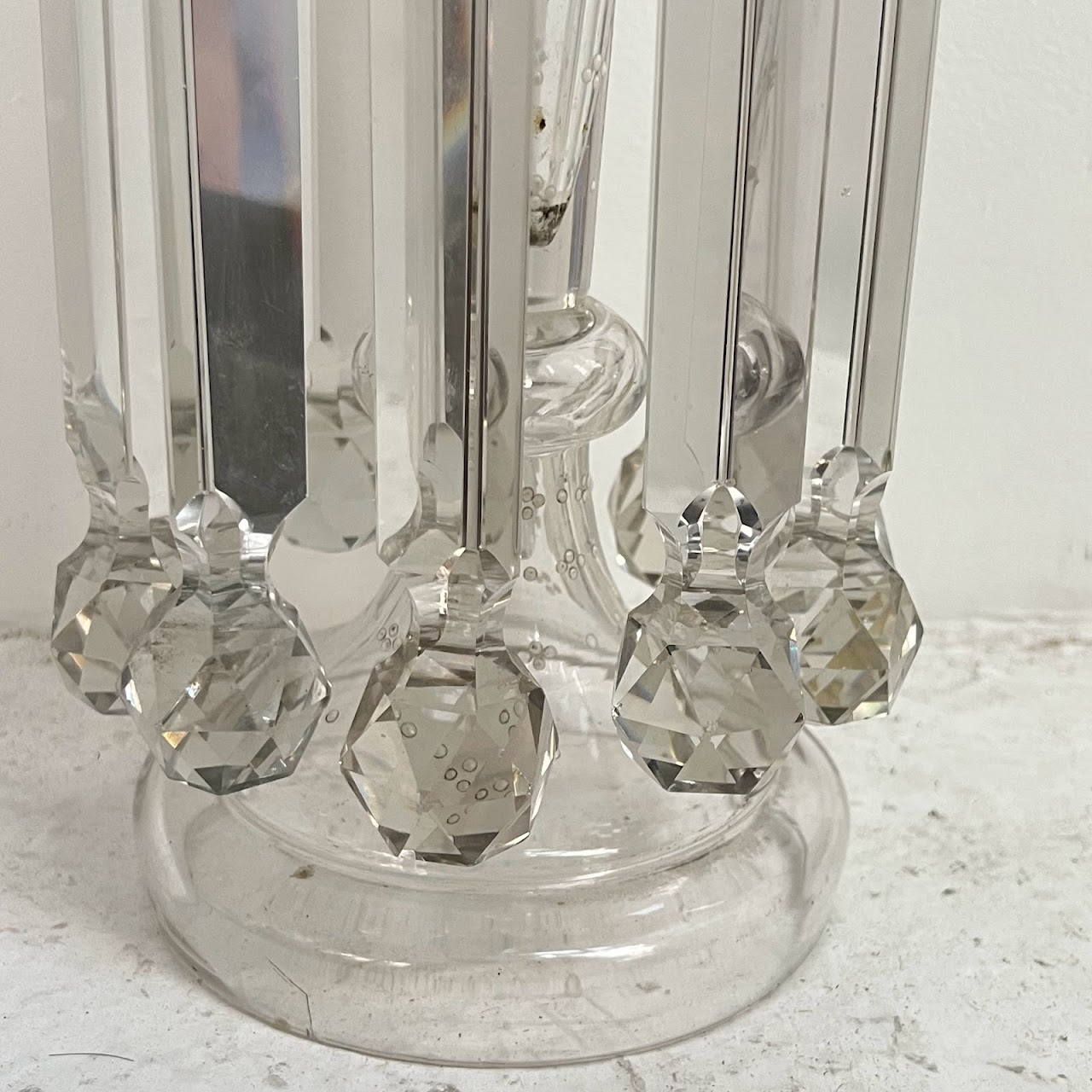 Bohemian Crystal Antique Hurricane Mantle Luster