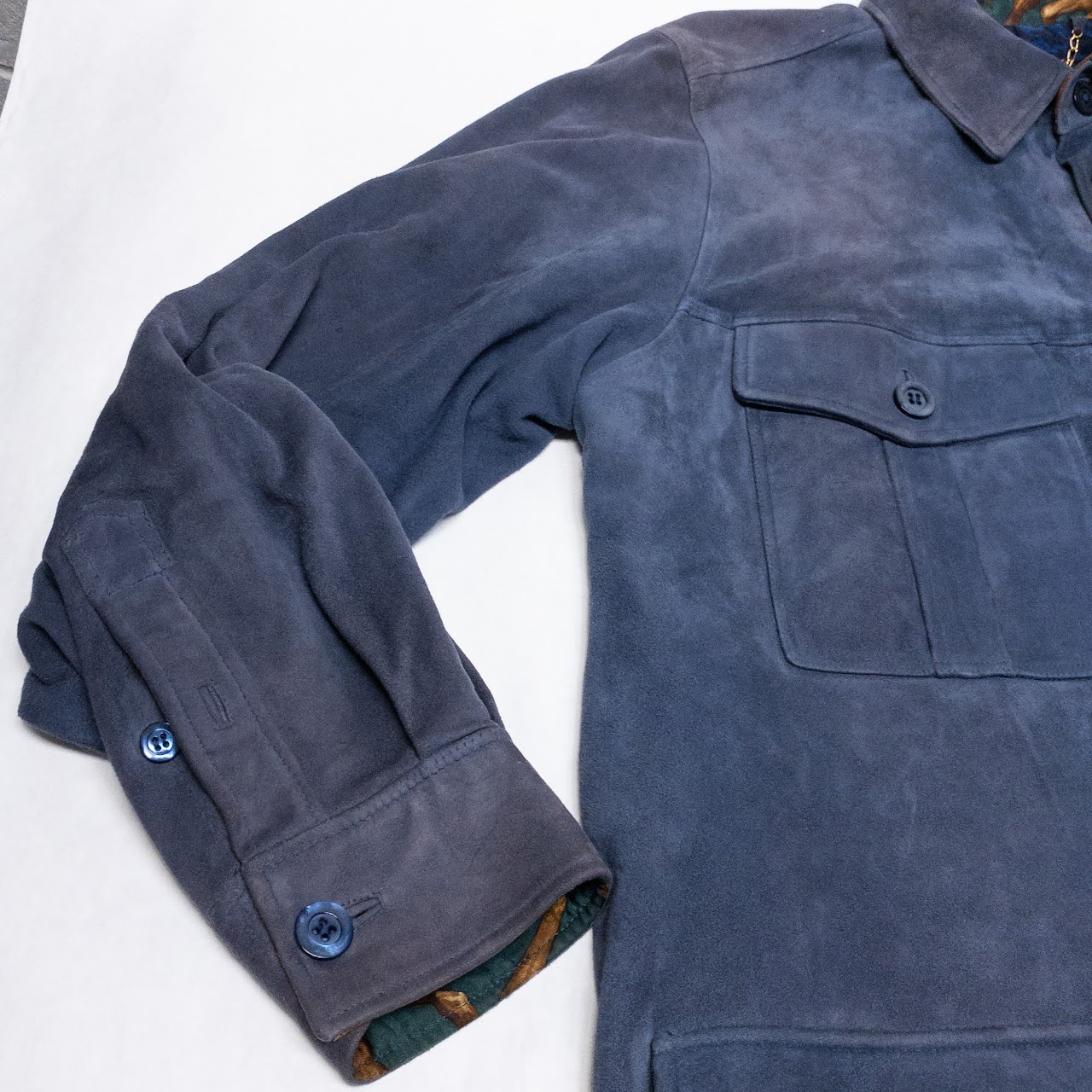 Brioni Blue Suede Shirt Jacket