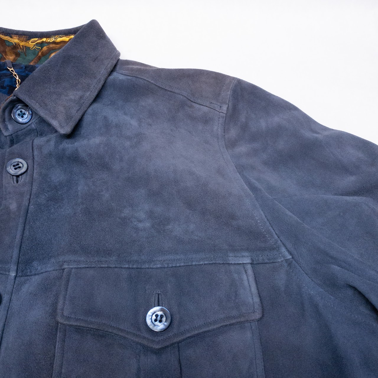 Brioni Blue Suede Shirt Jacket