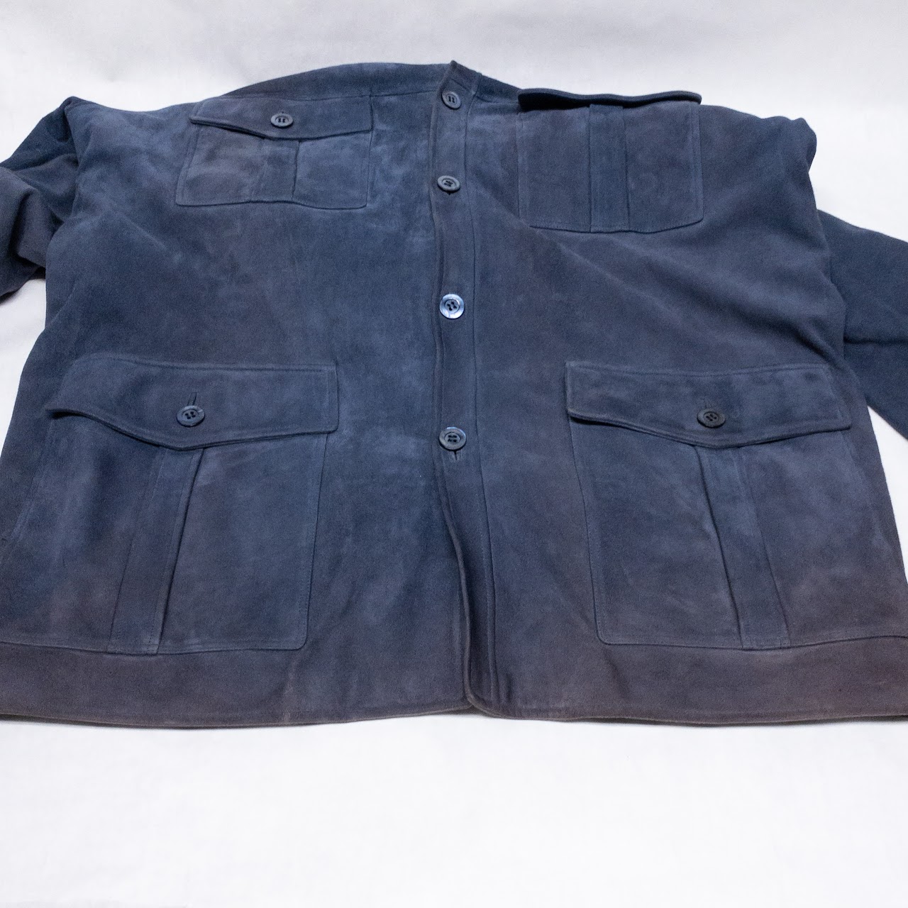 Brioni Blue Suede Shirt Jacket