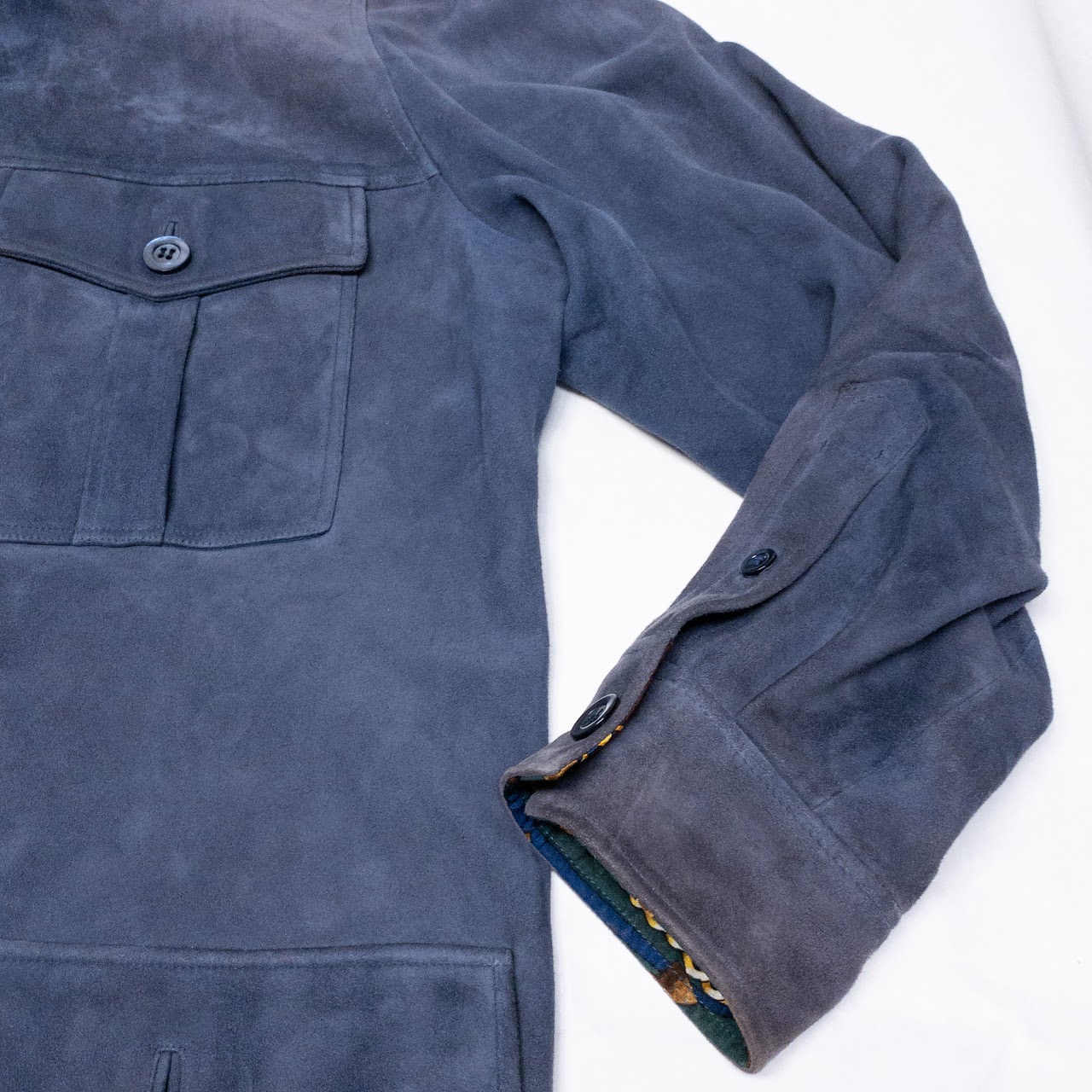 Brioni Blue Suede Shirt Jacket