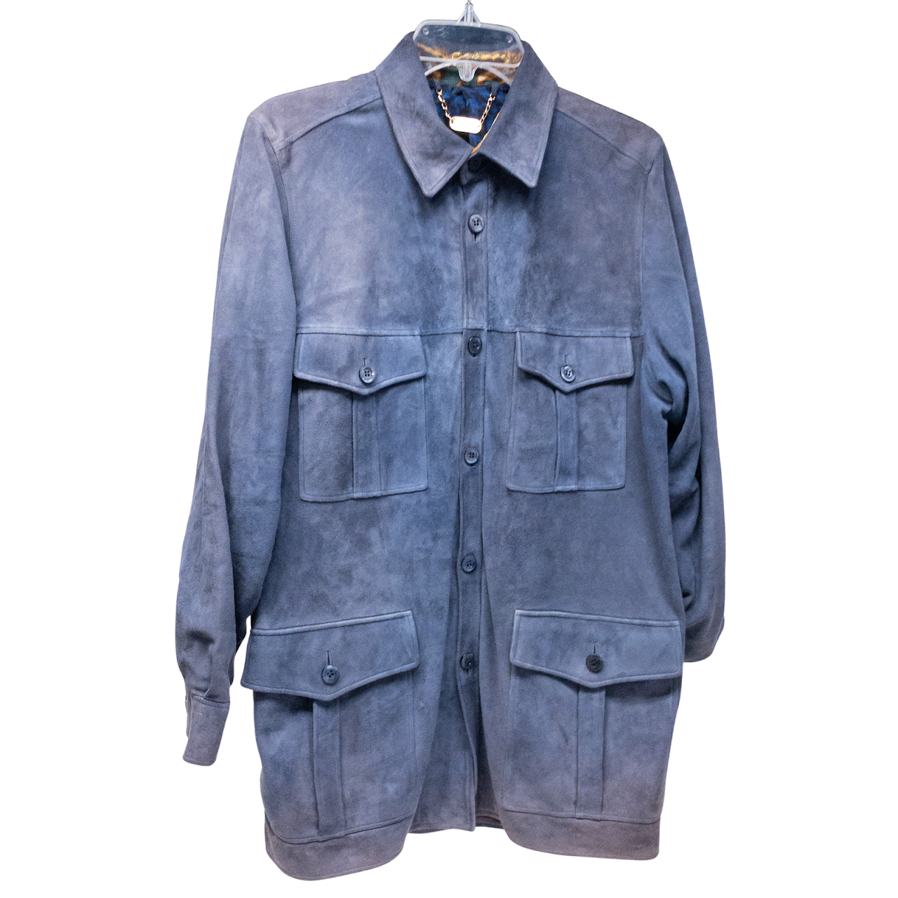 Brioni Blue Suede Shirt Jacket