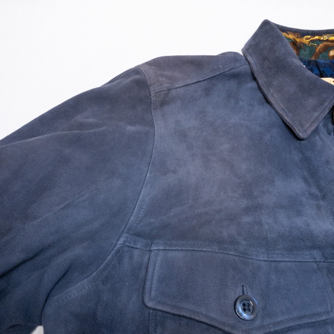 Brioni Blue Suede Shirt Jacket