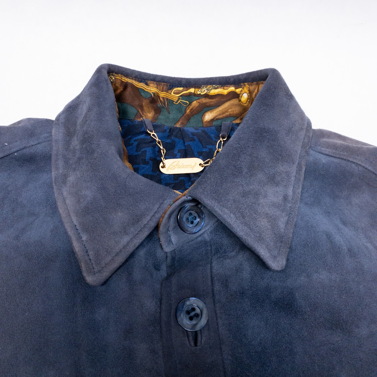 Brioni Blue Suede Shirt Jacket