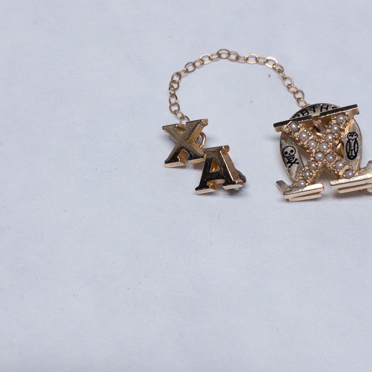 10K Gold & Seed Pearl PBTHE Fraternity Pin