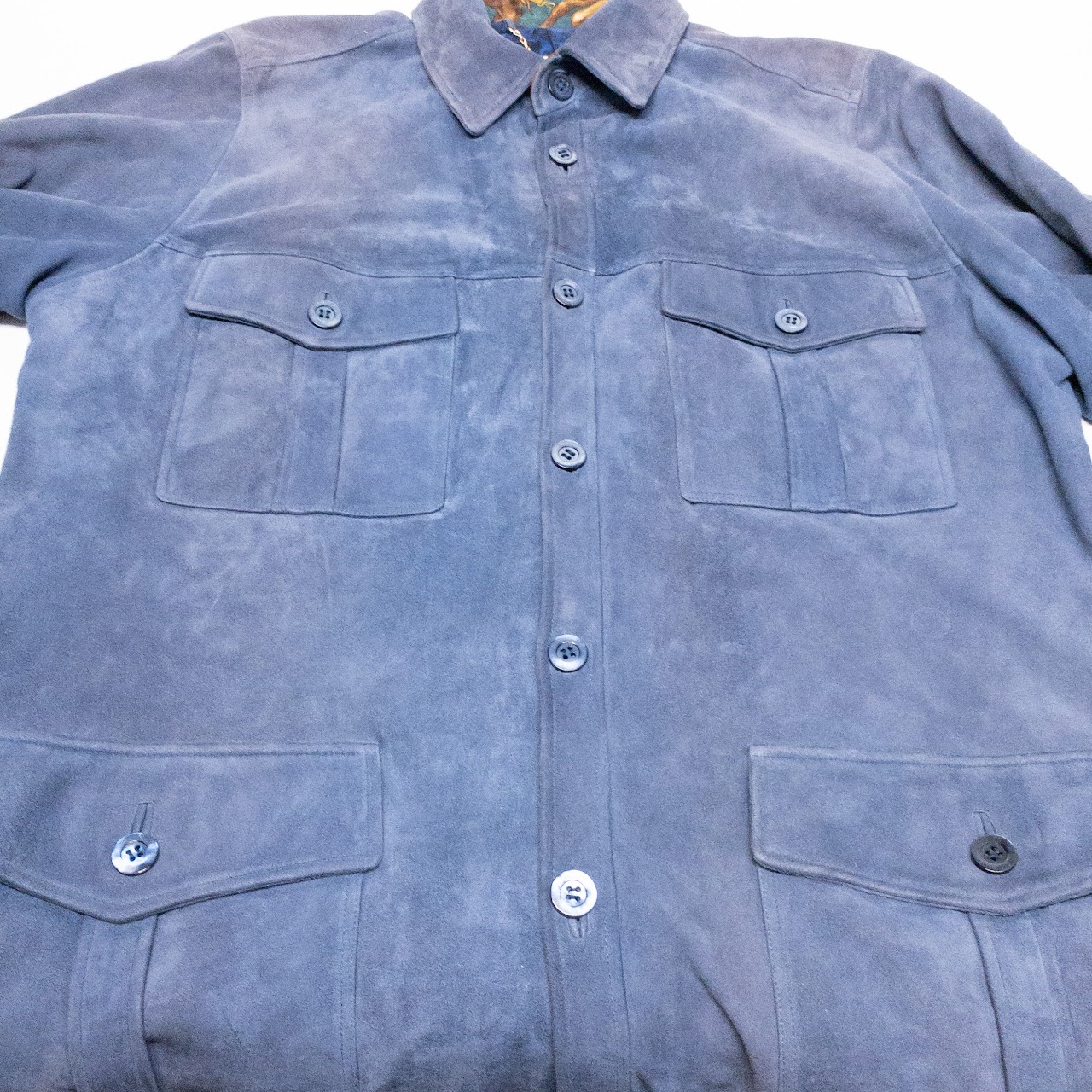 Brioni Blue Suede Shirt Jacket