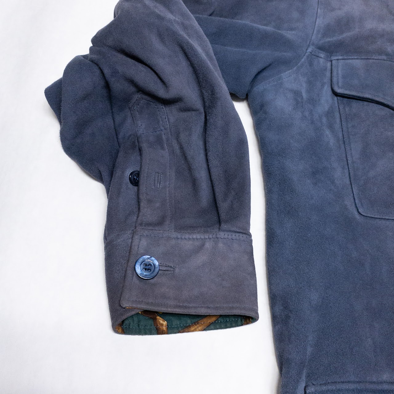 Brioni Blue Suede Shirt Jacket