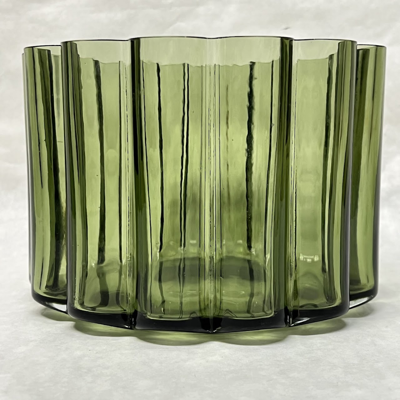 Jens Quistgaard for Dansk Scalloped Green MCM Art Glass Vase