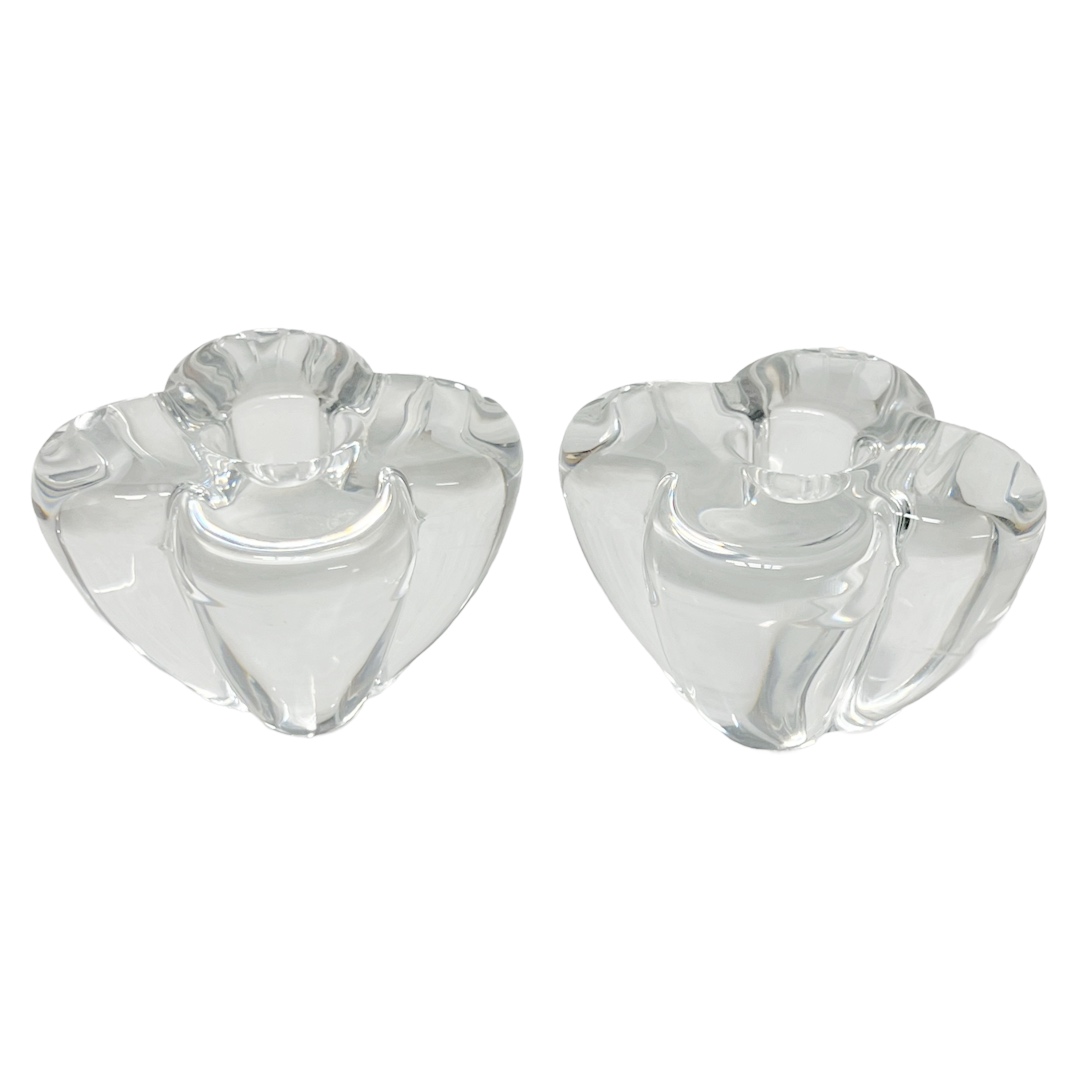 Baccarat Crystal Quatrefoil Candle Holder Pair