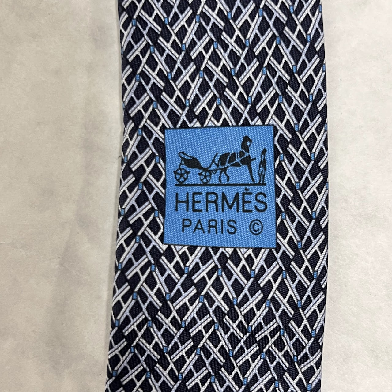 Hermès H-Patterned Skinny Tie