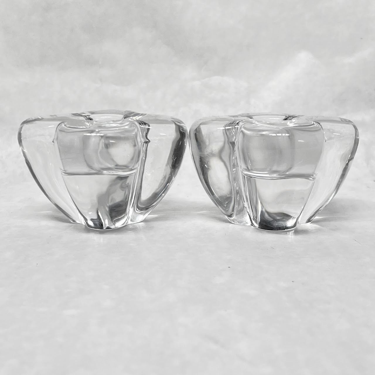 Baccarat Crystal Quatrefoil Candle Holder Pair