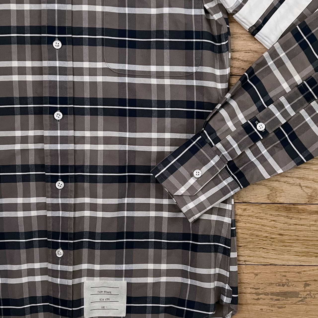 Thom Browne 4-Bar Plaid Shirt