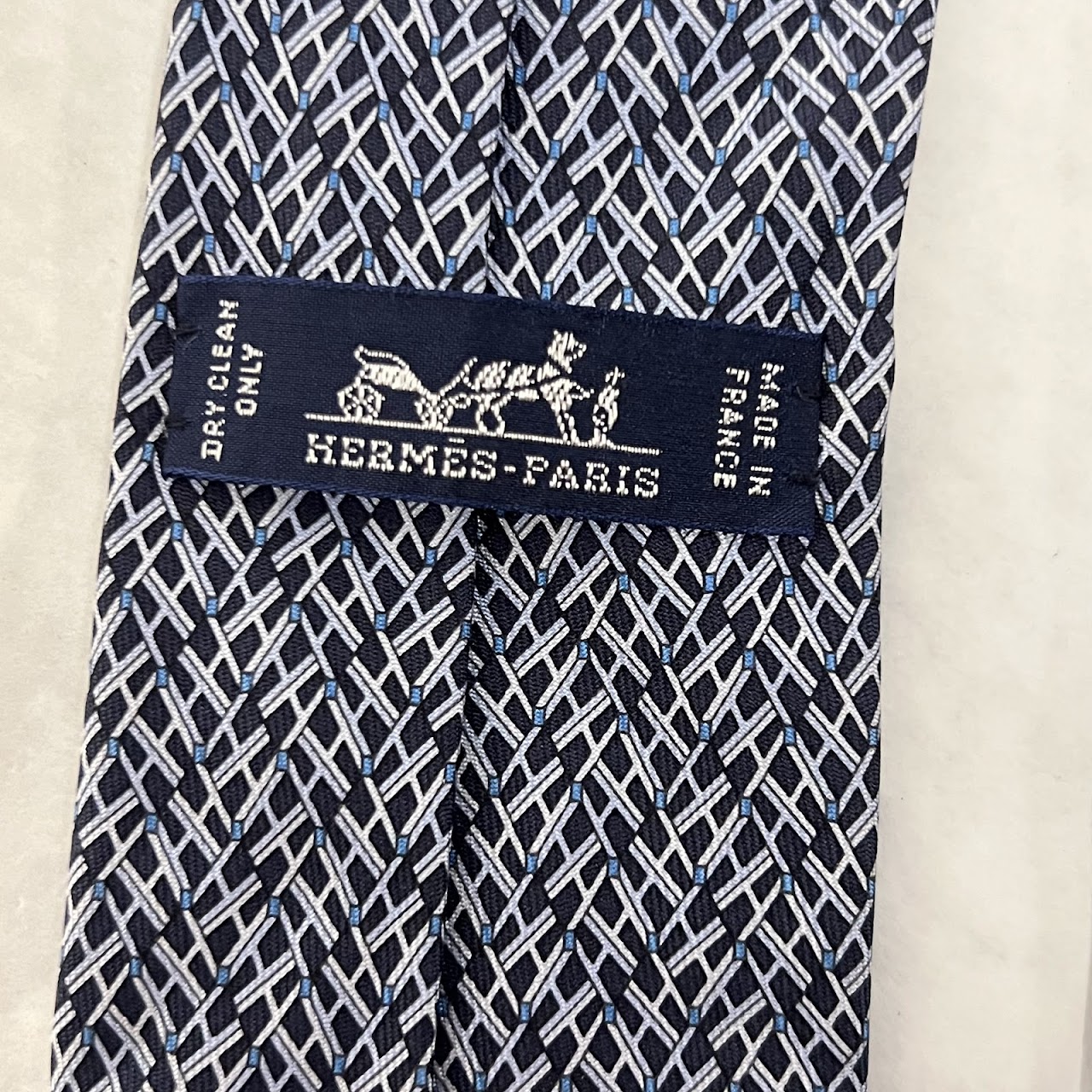 Hermès H-Patterned Skinny Tie