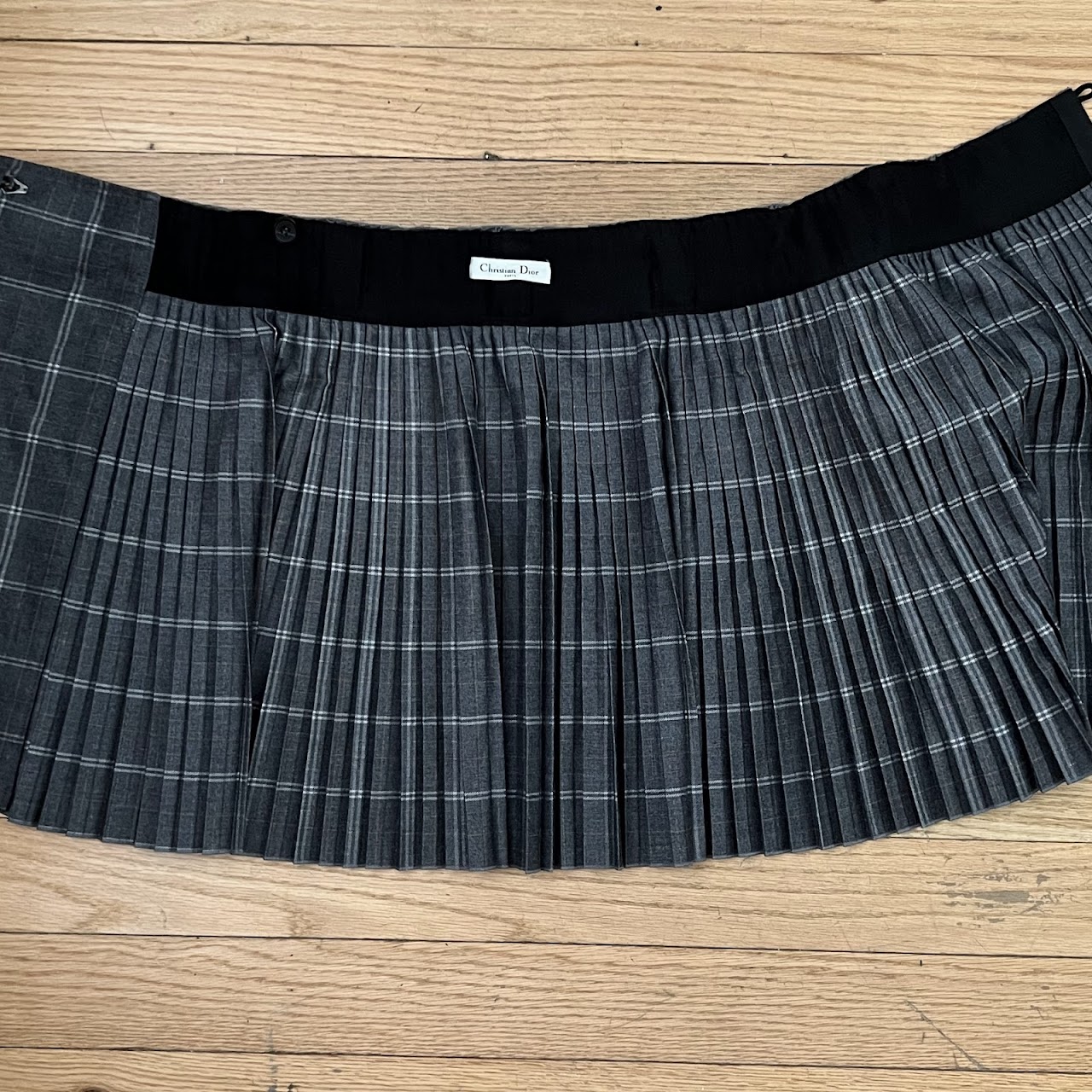 Christian Dior Pleated Plaid Skirt