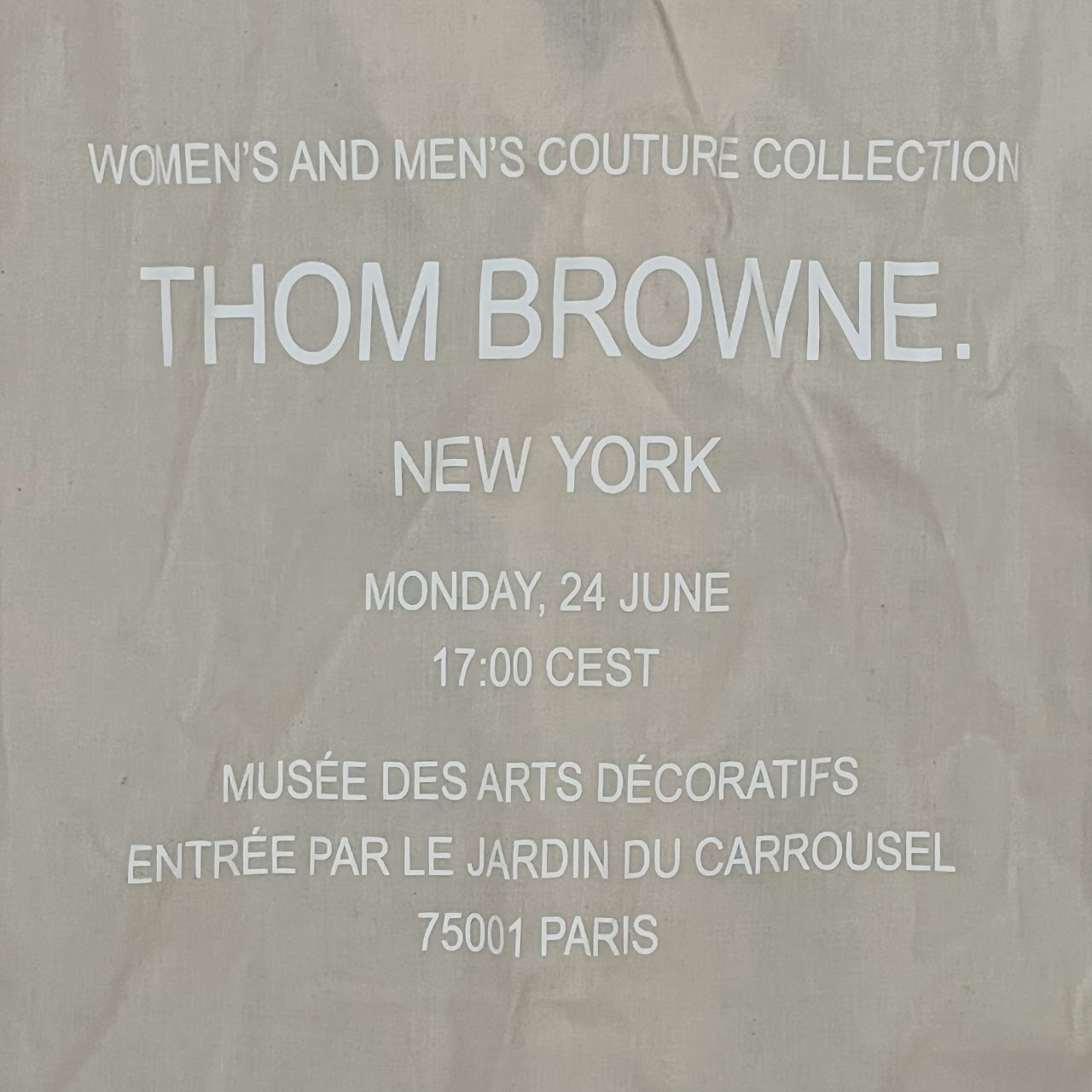 Thom Browne Monday, 24 June 2024 Couture Collection Fashion Show Jacket