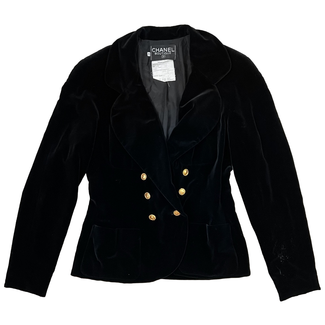 Chanel Boutique Black Velvet Blazer