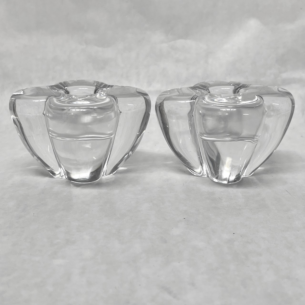 Baccarat Crystal Quatrefoil Candle Holder Pair