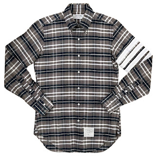 Thom Browne 4-Bar Plaid Shirt