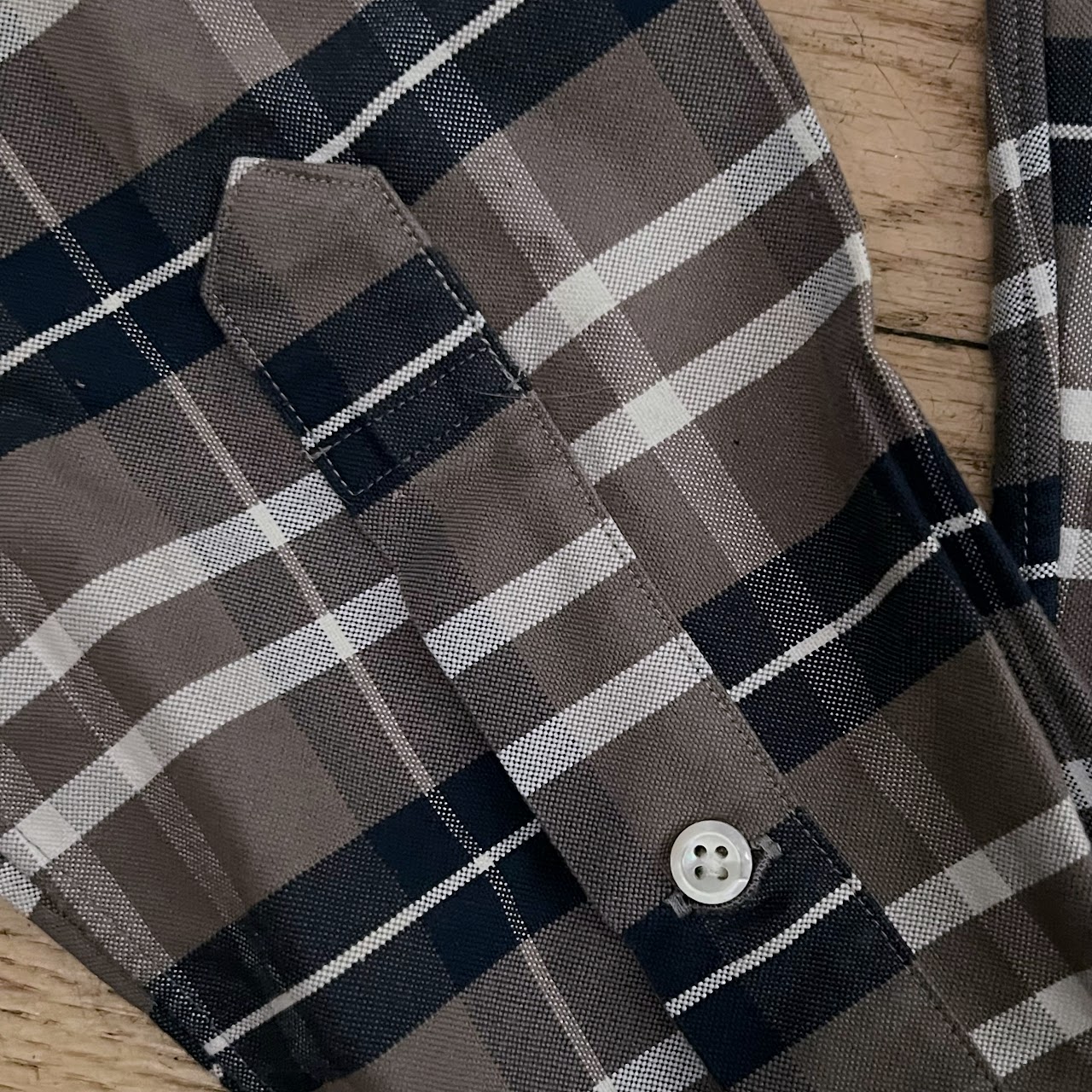 Thom Browne 4-Bar Plaid Shirt