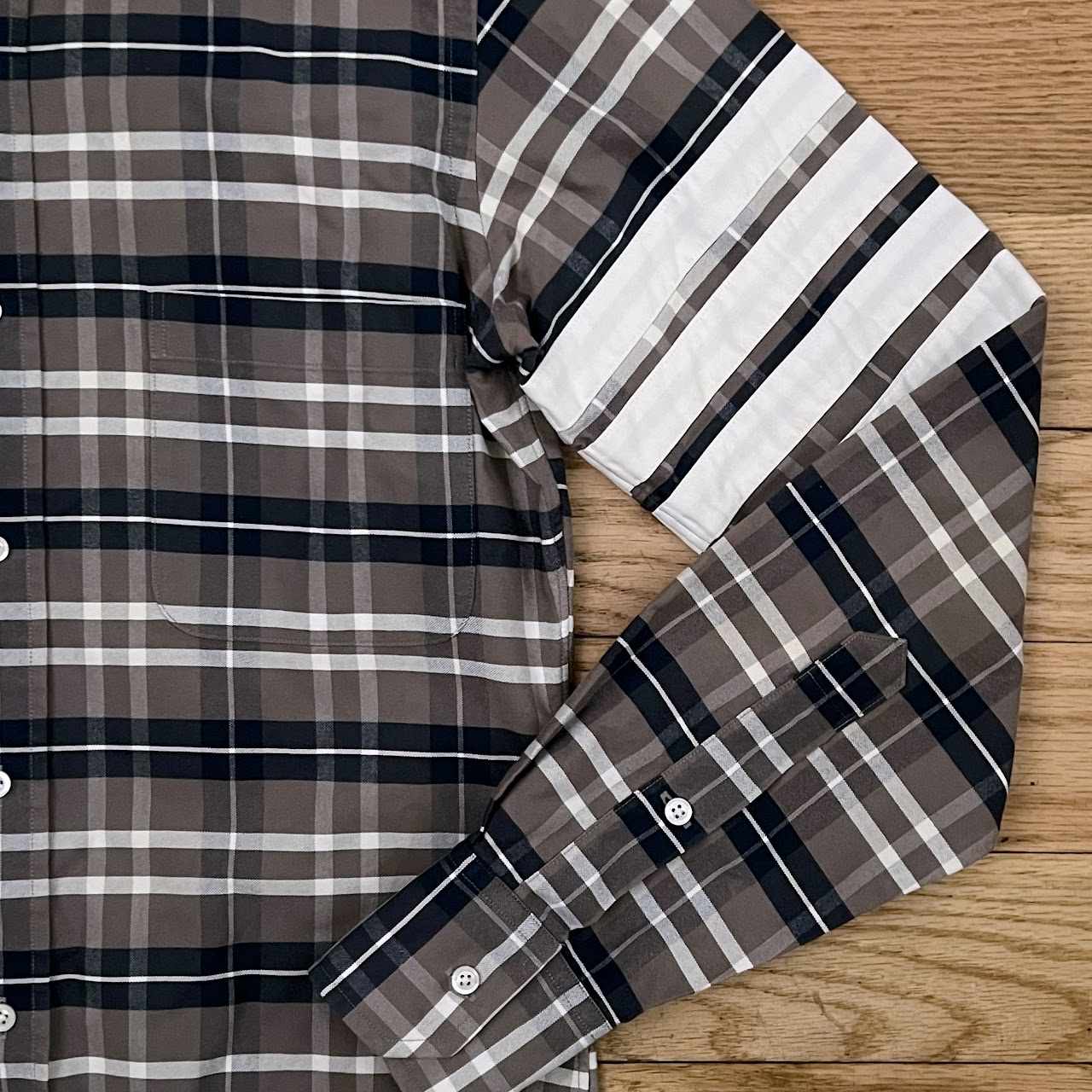 Thom Browne 4-Bar Plaid Shirt