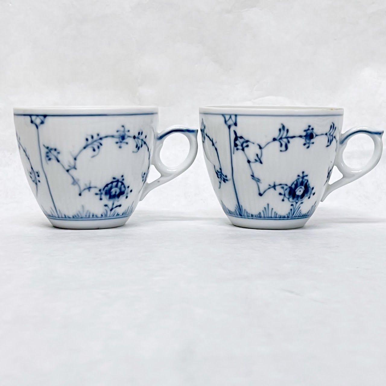 Royal Copenhagen Blue Fluted Plain Small Bowl and Cup Pair