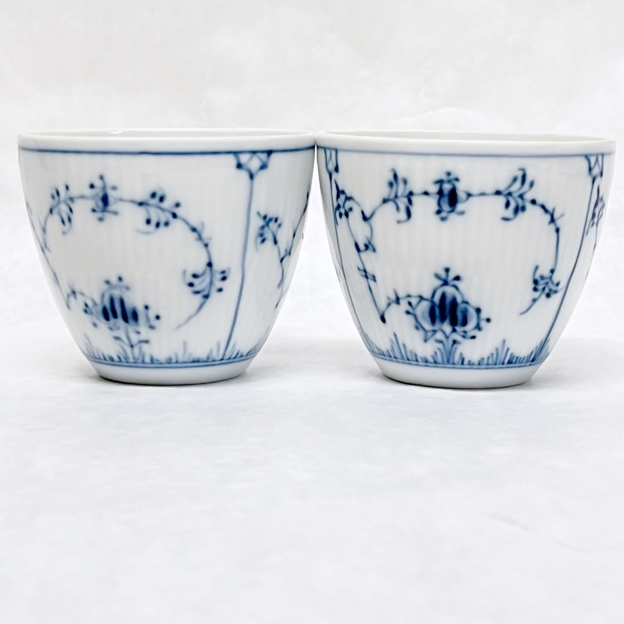 Royal Copenhagen Blue Fluted Plain Small Bowl and Cup Pair