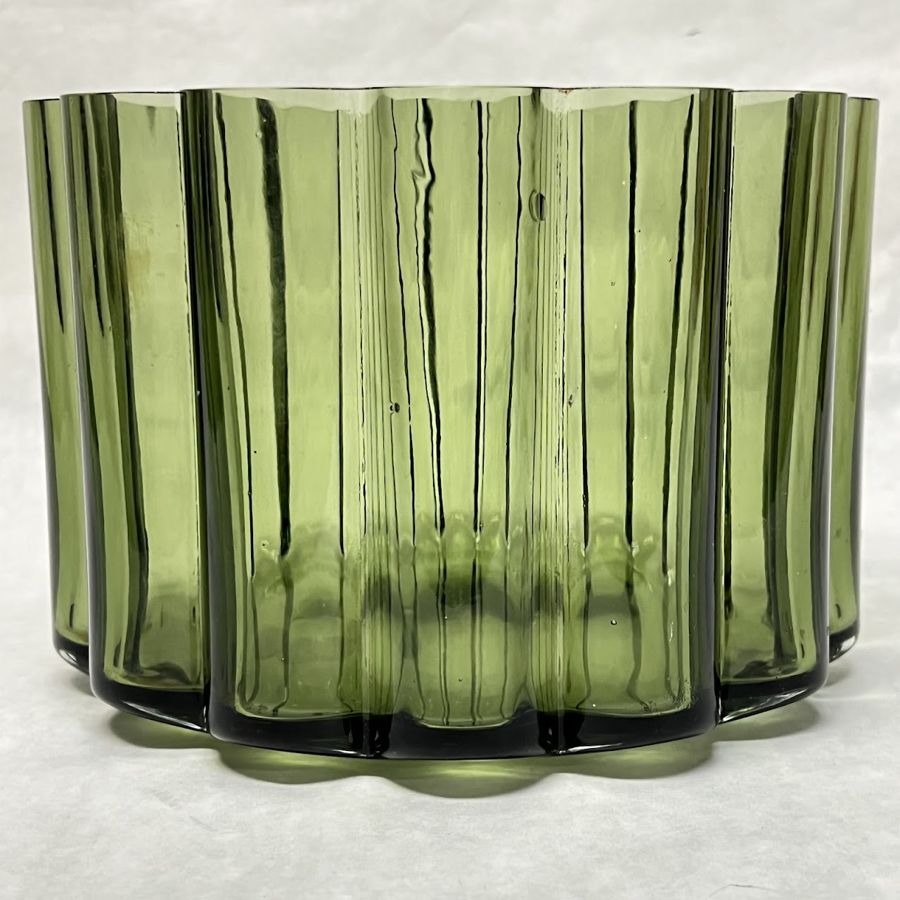 Jens Quistgaard for Dansk Scalloped Green MCM Art Glass Vase