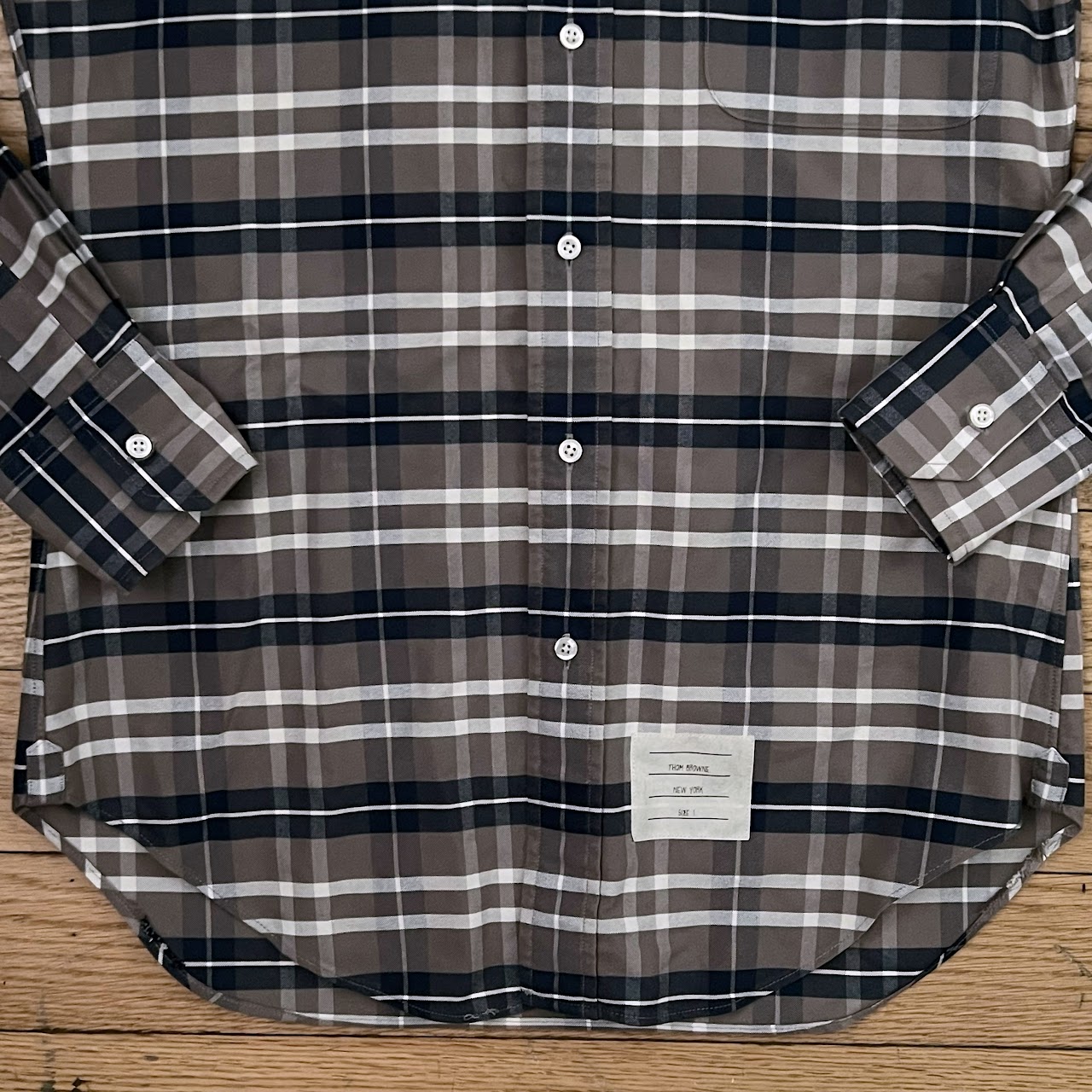 Thom Browne 4-Bar Plaid Shirt