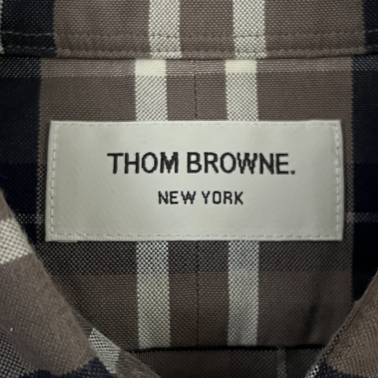 Thom Browne 4-Bar Plaid Shirt