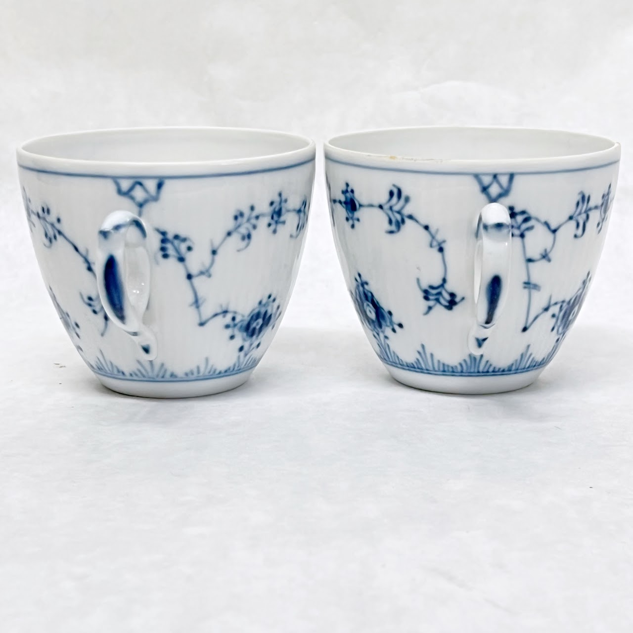 Royal Copenhagen Blue Fluted Plain Small Bowl and Cup Pair