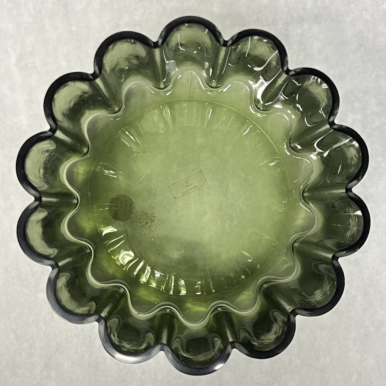 Jens Quistgaard for Dansk Scalloped Green MCM Art Glass Vase