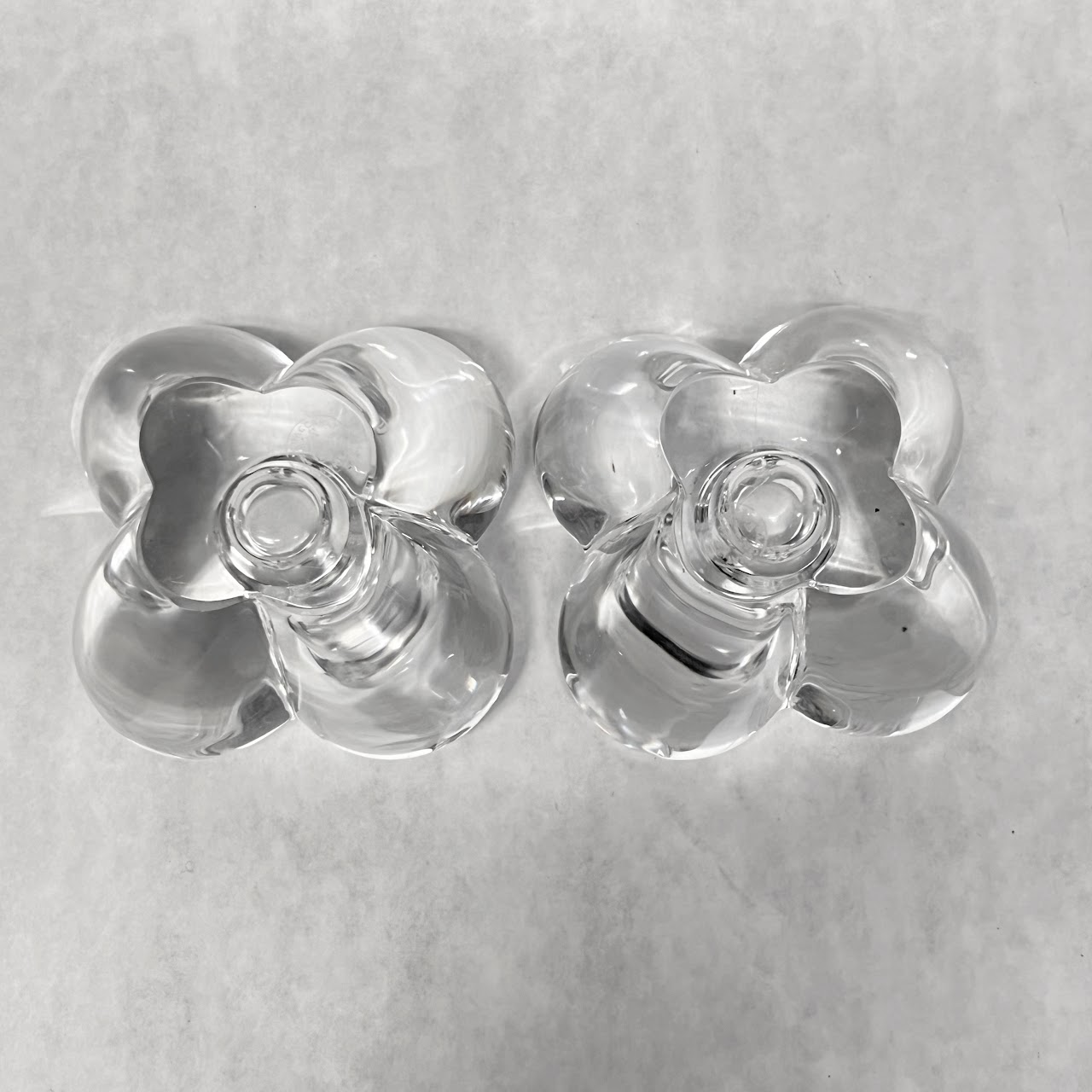 Baccarat Crystal Quatrefoil Candle Holder Pair