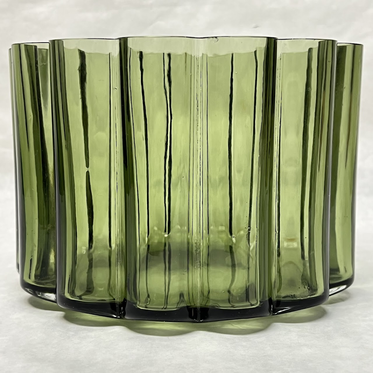 Jens Quistgaard for Dansk Scalloped Green MCM Art Glass Vase