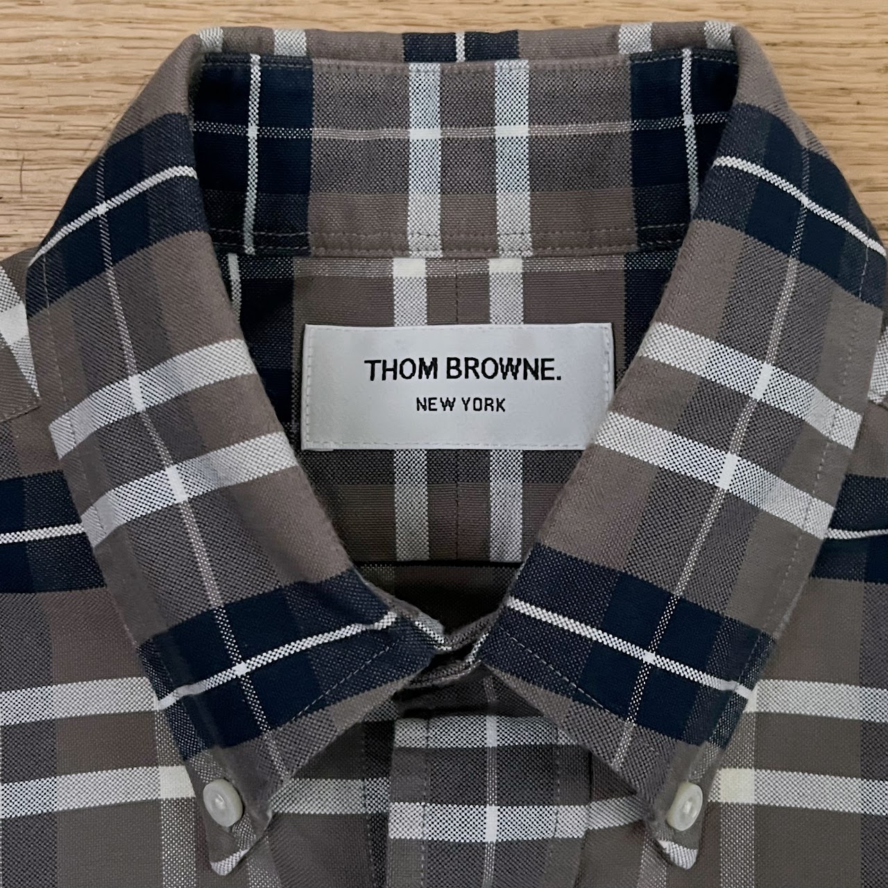 Thom Browne 4-Bar Plaid Shirt