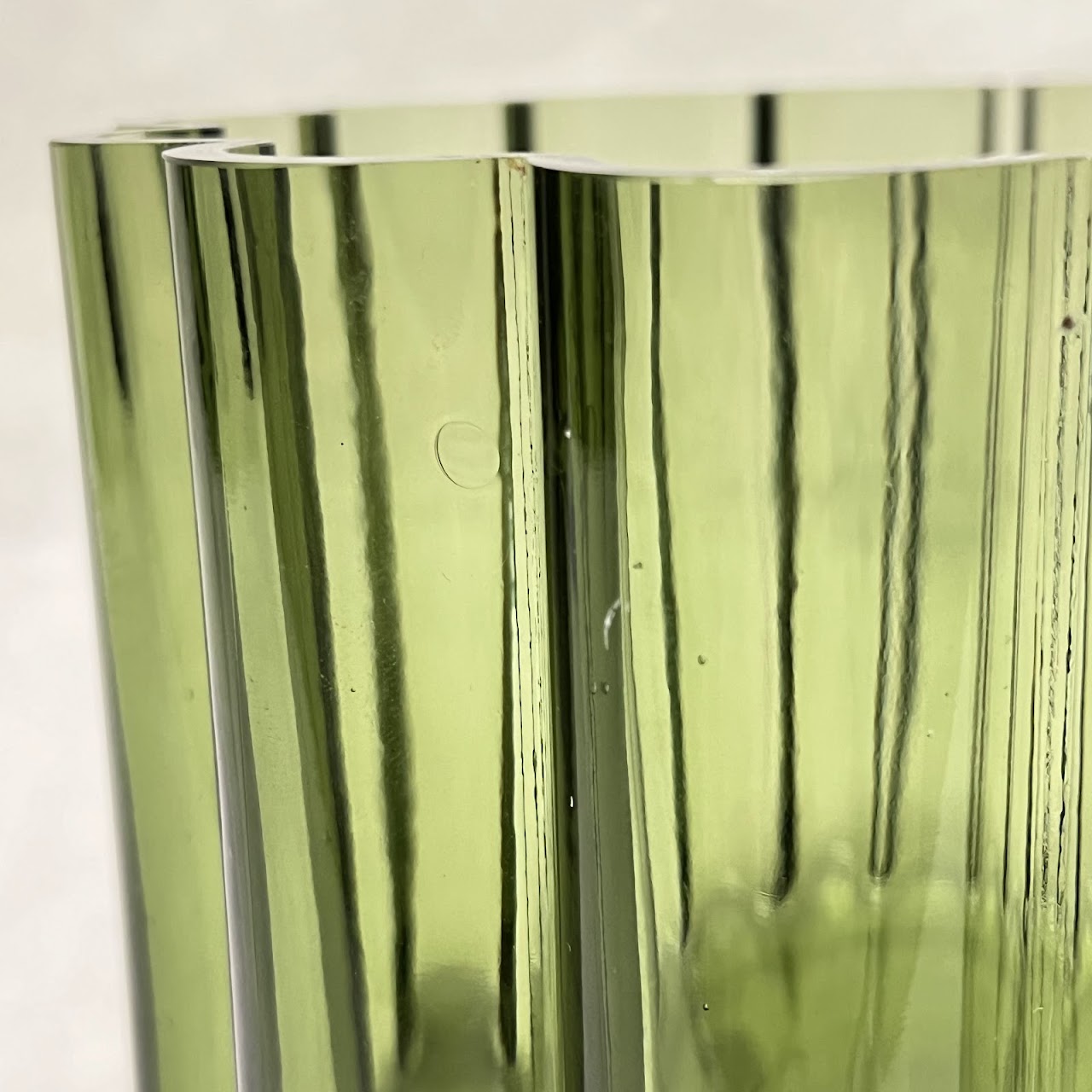 Jens Quistgaard for Dansk Scalloped Green MCM Art Glass Vase