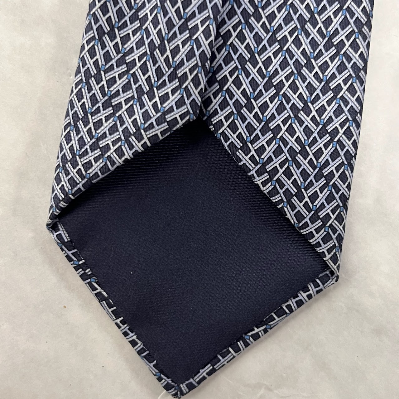 Hermès H-Patterned Skinny Tie