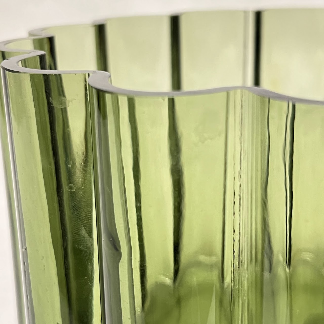 Jens Quistgaard for Dansk Scalloped Green MCM Art Glass Vase