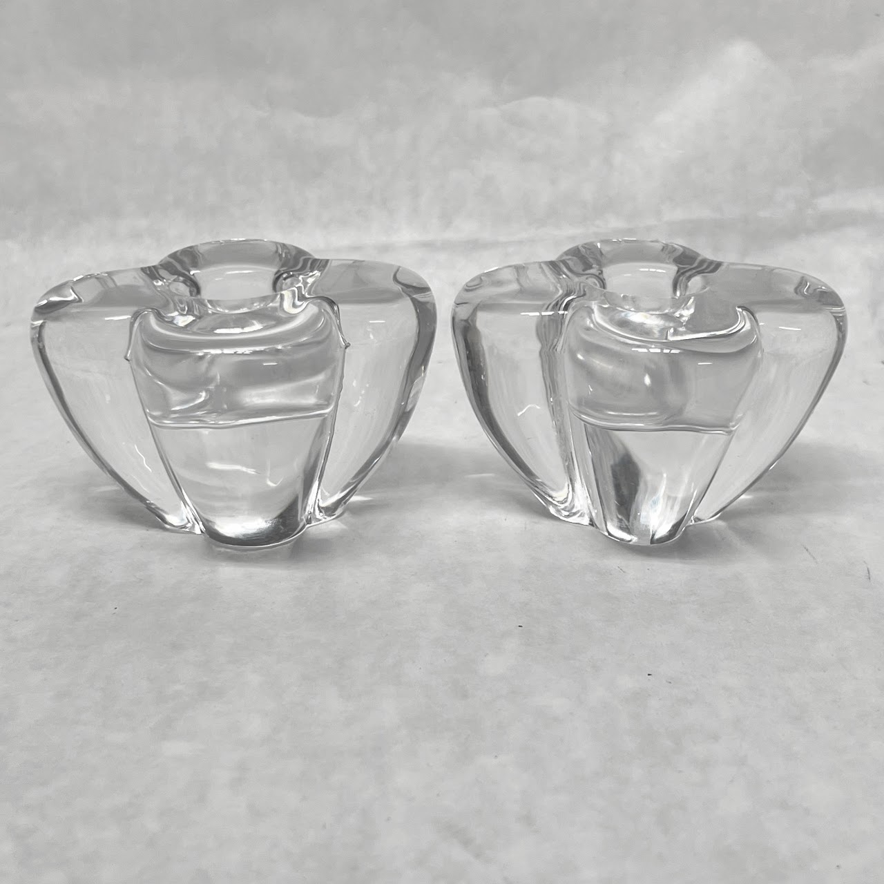 Baccarat Crystal Quatrefoil Candle Holder Pair