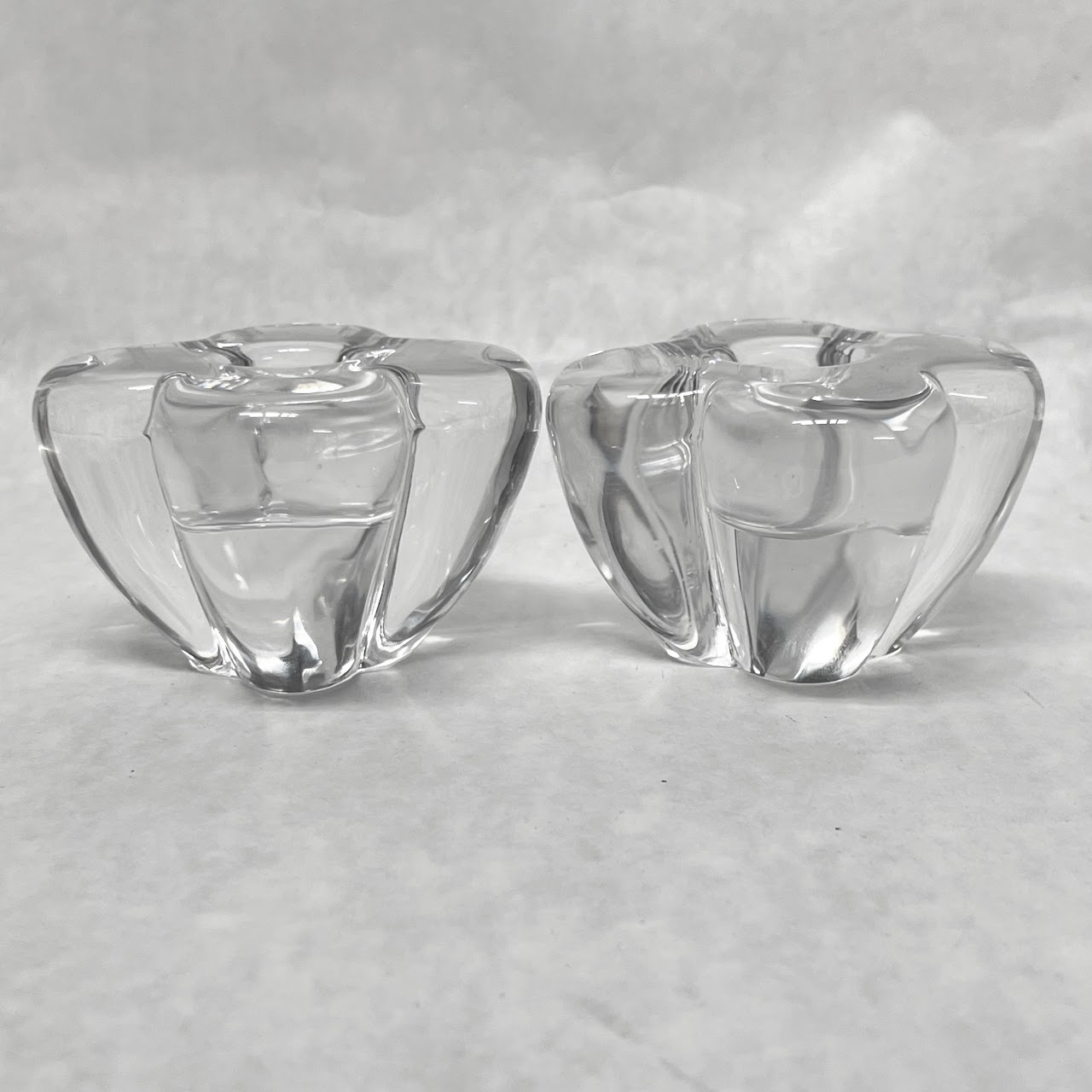 Baccarat Crystal Quatrefoil Candle Holder Pair