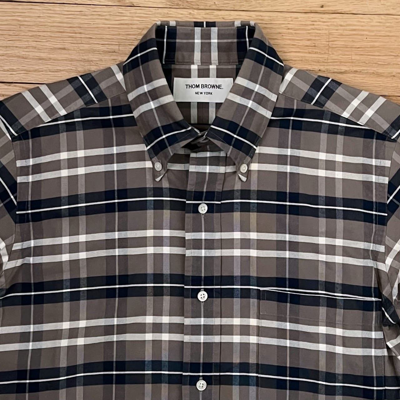 Thom Browne 4-Bar Plaid Shirt